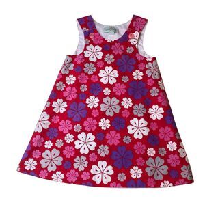 Lolly Wolly Doodle Red Pink White Purple Flowers Dress Size 5 Buttons Girls